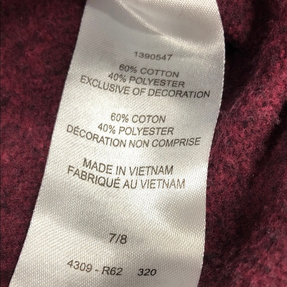 Hurley Kids' Burgundy Hoodie – Size 7/8 - Picture 5 of 9